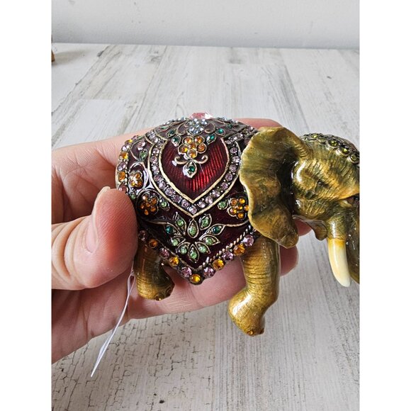 Kalifano jeweled elephant trinket box keepsake jewelry rhinestone new - Picture 5 of 10
